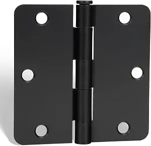 goldenwarm 24Pack Matte Black Door Hinges 3.5 Inch Rounded Interior Door Hinges Black Matte 3-1/2'' with 1/4'' Radius Corners