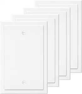 1-Gang Modern Edge Decorative Wall Plate Cover Switch Outlet Single Blank Electrical Faceplate for Light Switches, Smart Switch, GFCI, Dimmers, Receptacle, USB Outlet (4 Pack, Single Blank)