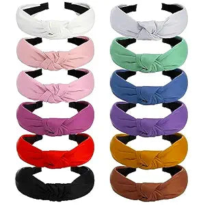 VELSCRUN 12 Pack Satin Headbands for Women Non Slip Wide Knotted Black White Headband Cute Boho Head Bands Silk Headbands Hair Band Hair Accessories Womens Sisters Girls Gifts Fashion Headband