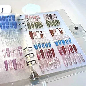Press On Nail Organizer 10 PCS Clear Empty Press On Nail Storage Press On Nail Packaging for Fake Nail Storage Nail Display Book Nail Salon Press On Nail Supplies Organizer with Nail Tape