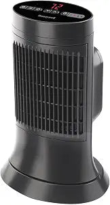 Honeywell Slim Ceramic Tower Heater, Small Room, Black  Easy to Use  Slim Space Heater with Two Heat Settings