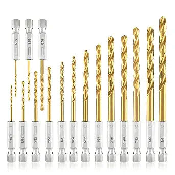 amoolo Impact Drill Bit Set, 1/16"-1/4", 16pcs