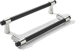 khtumeware 6 inch 5 Pack Matte Black/Brushed Satin Nickel Cabinet pulls Zinc Alloy, Kitchen Cabinet Handles, Wardrobe Drawer Handles - Suitable for Bathroom cabinets, Bedroom Furniture