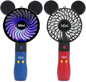 Cute Personal Mini Fan, Handheld & Portable USB Rechargeable 1 Speed USB Fans with Colorful LED Light Adjustable, for Indoor Or Outdoor Activities, Cute Mouse