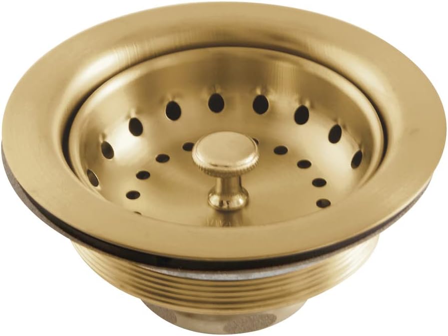 Kingston Brass K111BBB 3-1/2" Kitchen Sink Basket Strainer, Brushed Brass