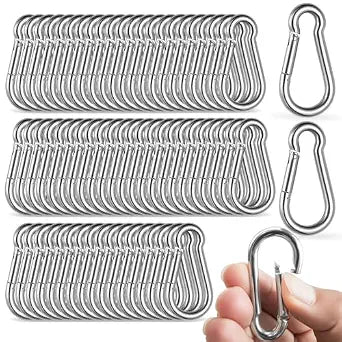 100 Pack M5 Spring Snap Hook Carabiner, Heavy Duty Galvanized Steel Quick Link Carabiner Clip, 200LBS Holding Capacity for Swing Hammock Travel Camping Fishing Hiking Gym Outdoor