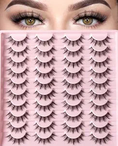 FARRED Lashes Wispy False Eyelashes Doll Eye Fake Lash Strips Natural Eyelash Pack Short Faux Mink Strip Lashes Manga Look Hybrid Full Demi Wispies Pestaï¿½ï¿½ï¿½ï¿½ï¿½ï¿½as Postizas for Daily Make