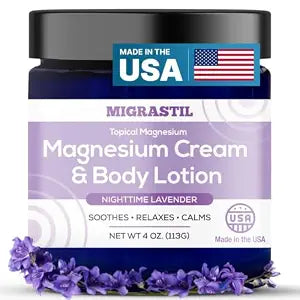 MIGRASTIL Nighttime Magnesium Lotion for Sleep with Lavender, 4 oz USA Made