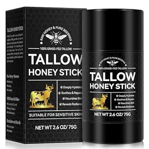 Beef Tallow Honey Balm Sticks for Skin & Face,Whipped Beef Tallow Face Moisturizer Cream with Raw Honey, Grass Fed Cow Beef Tallow Cream, All Natural Pure Body Lotion for Women & Men, Unscented