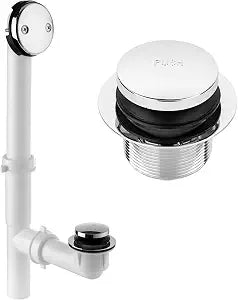(1 Pack) Yariwiz 1-1/2" Polished Chrome Bathtub Tub Drain Kit Bath Waste Overflow Drain Tube Assembly with Touch-Toe Tub Drain Stopper and Overflow Faceplate Polished Chrome