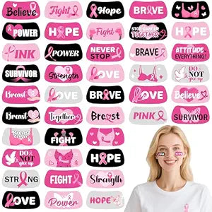EBaokuup 240 Pcs Breast Cancer Eye Stickers,Breast Cancer Awareness Face Tattoos for Girl Women,Waterproof Pink Ribbon Temporary Tattoos for Body Tattoo Fundraising Accessories Party Decoration Supply