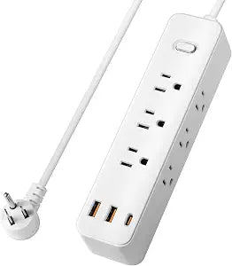 15FT Power Strip Surge Protector, 12-in-1 Power Bar with Multiple Outlets, 9 Outlet 3 USB Ports, Flat Plug Power Strip Surge Protector, Multi Outlet Wall Plug for Travel, College, Dorm Room Essentials