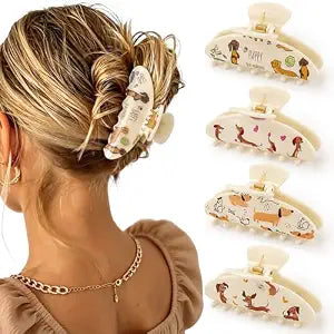 Ahoney Dachshund Gift Cute Hair Claw Clips, 4 Pack Non Slip Funny Cartoon Weenie Dog gifts Hair Clips for Women Teens Girls, Strong Hold Pet Lover Hair Accessories Christmas Stocking Stuffers