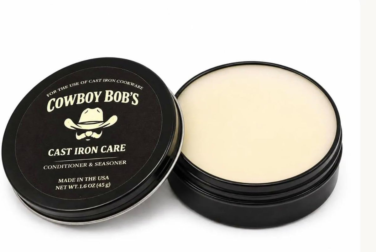Cowboy Bobâ€™s Cast Iron Seasoning & Conditioner - Made with Organic Avocado Oil & USA Beeswax - No Seed Oils - Rust Protection & Maintenance - Restore Skillets, Griddles, Woks, Grills & Carbon Steel - Made in USA