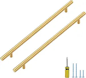 Ravinte Brushed Brass Cabinet Handles, 5 Pack Drawer Pulls, 10 in