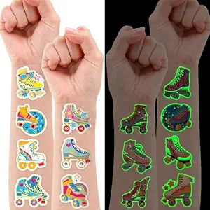 96 PCS Roller Skate Skating Luminous Pre-Cut Temporary Tattoos