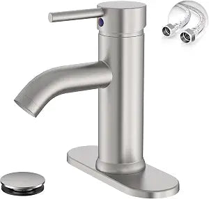 Brushed Nickel Bathroom Faucet for 1 or 3 Holes, Brass