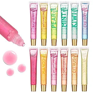 EXPRESSIONS 12pc Clear Lip Gloss Pack - Lip Oils with Vitamin E