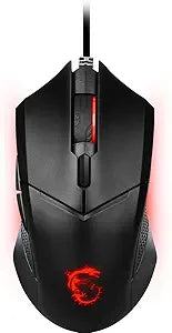 msi Clutch GM08 Gaming Mouse, 4200 DPI, Optical Sensor, 3 Adjustable Weights, Red LED Lighting, Symmetrical Design
