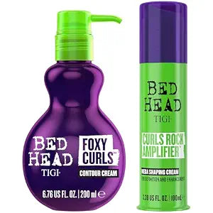 TIGI Bed Head Hair Styling Bundle – Foxy Curls Contour Cream + Rock Amplifier Shaping Curl Cream for Frizz Control, Anti-Humidity, Heat Protection, Wavy & Curly Hair Products