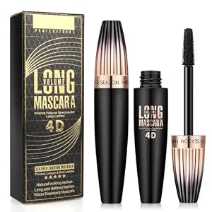 2 Pack 4D Silk Fiber Lash Mascara, Waterproof Very Black Long Lasting Mascara, Lengthening Lifting Multiplying Curling Natural Eyelash Primer Brush, Thickening Softer Lasting All Day, 2 Tube