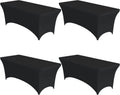 Niuara 4-Pack Black Spandex Tablecloths - 72"x30"x30" Stretch Fitted Table Covers for 6ft Rectangle Folding Tables, Wrinkle-Resistant Tablecloth for Wedding, Banquet & Outdoor Events