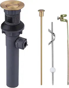WOWOW Gold Bathroom Drain Assembly with Lift Rod and Overflow Stopper for Vessel Sink