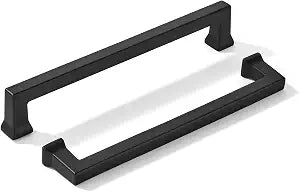 khtumeware 2 Pack 6inch(152mm) Hole Center Black Cabinet Pulls Heavy-Duty Solid Matte Black Cabinet Hardware Pulls for Kitchens, bathrooms and Dresser Handle