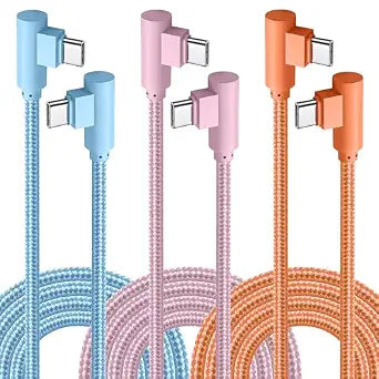 APFEN USB C Cable 10FT, 60W Fast Charging 90 Degree USB C 3-Pack