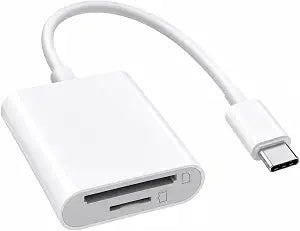 2 in 1 USB-C SD & MicroSD Card Reader for iPhone 17/16/15, iPad, MacBook Pro/Air, Android & PC  Plug & Play Adapter Supports SD/TF Cards up to 512 GB | Fast 16 MB/s Transfer Speed | White
