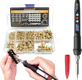 Heat Set Insert Tools kit with 60W Soldering Iron & 380 Pcs Threaded Insert