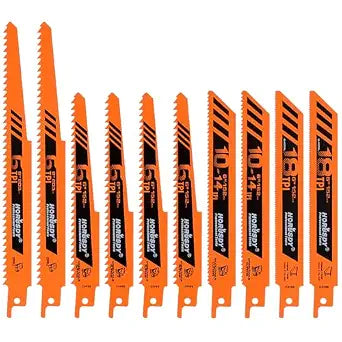 HORUSDY 10-Piece Reciprocating Saw Blades Set - Professional Sawzall Blades for Wood, Metal, Drywall & Plastic - High Carbon Steel Pruning Saw Blades - Compatible with DeWalt, Milwaukee & More
