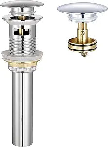Bathroom Sink Drain with Removable Brass Strainer Basket Anti Clogging Vessel Sink Drain Stopper with Overflow Chrome