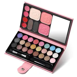 All in One Makeup Kit for Women Full Kit - 24 Eyeshadow, 4 Lipsticks, 2 Blushers, 1 Powder, 2 Eyebrow Powder, 1 Mirror, 2 Double Ended Brush, Makeup Gift Set for Teen Girls Women Beginner and Pros