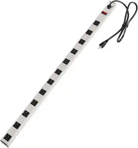 Inland 12 Outlet Long Aluminum Heavy Duty Power Strip with 3FT 14AWG Cord, 15A/1875W, Wide Spaced Outlets, ETL Listed Electrical Outlet Extender, Outlet Splitter, Ideal for Office, Garage, Workshop