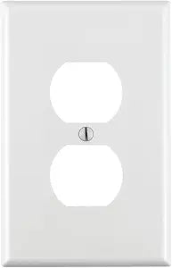 Leviton 1-Gang, 1-Duplex, Midway Nylon Wallplate, Midway Size, 1 Pack, PJ8-W, White