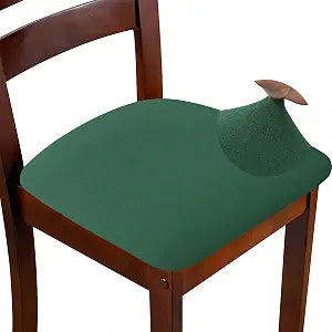 Chair Seat Covers Set of 4 Stretch Green Chair Covers for Dining Room Square Removable Washable Chair Protector Seat Cushion Slipcovers for Kitchen Office