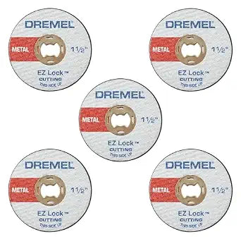 Dremel EZ456, 1 1/2-Inch (38.1 mm) Wheel Diameter, EZ - Lock Fiberglass Reinforced Cut-off Wheels, Rotary Tool Cutting Disc for metal cutting, 5 pieces, Medium , Red