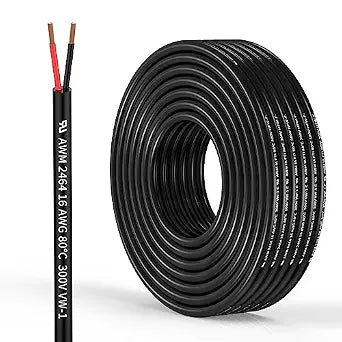16 Gauge 2 Conductor Electrical Wire 16AWG Electrical Wire Stranded PVC Cord Oxygen-Free Copper Cable 10FT/3.1M Flexible Low Voltage LED Cable for LED Strips Lamps Lighting Automotive(16/2AWG-10FT)