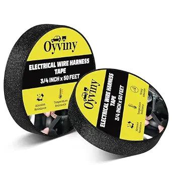 Oyviny Wire Harness Cloth Tape 3/4-Inch by 50-Foot, Self-Adhesive Fabric Tape for Automotive Engine and Electrical Wiring Harness Noise Damping, High Temp Wire Loom Tape, 2 Rolls