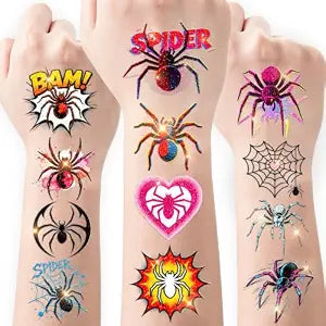 108 PCS Glitter Halloween Spider Temporary Tattoos