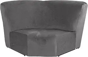 MIFXIN Corner Sofa Cover 1 Piece Velvet Stretch Corner Couch Cover for Sectional Recliner Sofa Slipcover Reclining L Shape Sofa Couch Additional Seat (Grey)