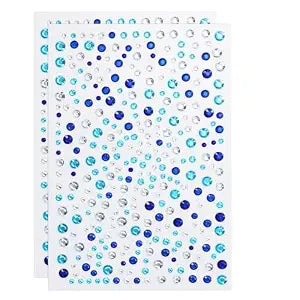 Penta Angel Stick on Face Costume Gems 650Pcs Self-Adhesive Hair Jewels Halloween Makeup Rhinestone Stickers for Body Nail Festival Holiday Party Dress Up Crafts (Mixed Blue)