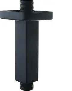 Matte Black Shower Arm with Flange, Square, 4 Inch, Stainless Steel Ceiling Mount Square Shower Extender for Fixed Shower Head, Straight Rainfall Shower Head Arm Extension