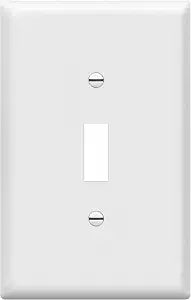 ENERLITES Toggle Light Switch Wall Plate, 1-Gang 4.88" x 3.11", Mid-Size, UL Listed, 8811M-W, White