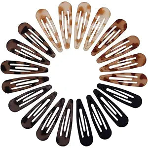 Small Hair Barrettes For Women No Slip Metal Snap Clips For Thin And Fine Hair,Matte Black Tortoiseshell,20 PCS,1.97 x 0.5 Inch.