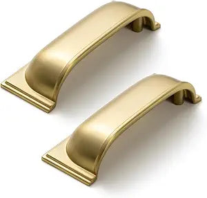 Goo-Ki 6 Pack Champagne Bronze Cup Pulls for Cabinet Kitchen Zinc Alloy Hardware,3 Inch Hole Center Channing Bin Cup Drawer Pull Handles