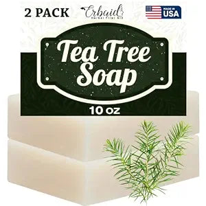 Erbaid Tea Tree Soap – Natural Defense Tea Tree Oil Soap Bar for Face & Body – Remedy Fights Acne, Skin Irritation, and Prevents Breakouts – Deeply Cleansing, Hydrating Cleanser for Calm, Fresh Skin