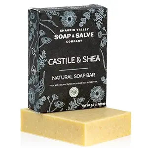 Chagrin Valley Natural Soap Bar - Organic Castile & Shea Butter - For Sensitive Skin and Itchy Skin Relief - Large 5.6 oz Unscented Bar Soap For Women and Men