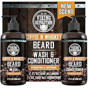 Viking Revolution Beard Wash & Conditioner Set - Coffee Whiskey - 17 oz